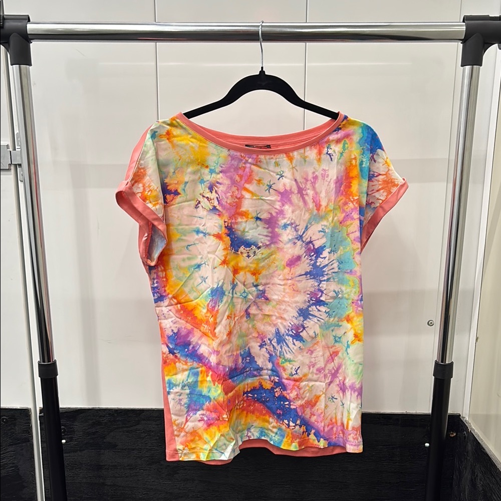 Orange and Pink Short Sleeve Tie-Dye Tee